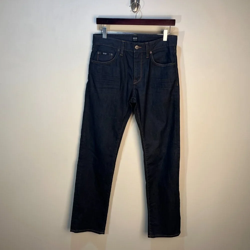 👖 Hugo Boss Men’s Dark Blue Slim Stretch Jeans 30x32 Elastane Blend 🔥